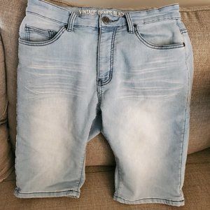 Vintage Genes Black Denim Short Slim Fit Blue